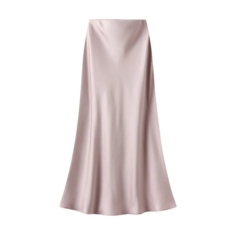 Temperament Elegant Satin Fishtail Skirt Mujer Faldas Vintage Maxi Skirts Women Party Wear Vestido De Festa Fashion Clothes