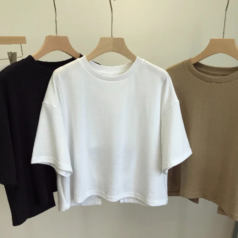 Summer New Ladies Casual Backless T-Shirt 2026 Korean Women Round Neck Loose Sweet Spicy Wind Short-Sleeved Crop Tops